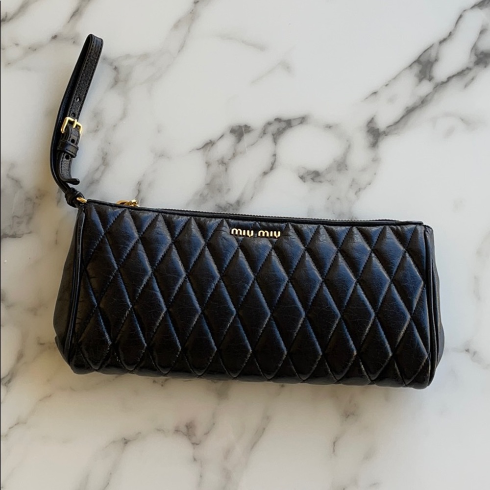 Miu Miu Wristlet Clutch in Black